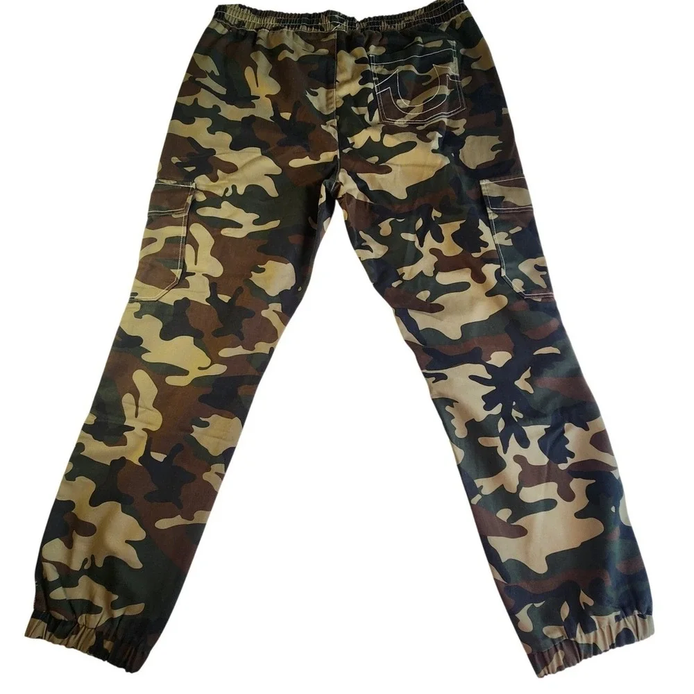 TRUE RELIGION Camo Cargo Jogger Mens XL Green Hunting Drawstring NEW‎